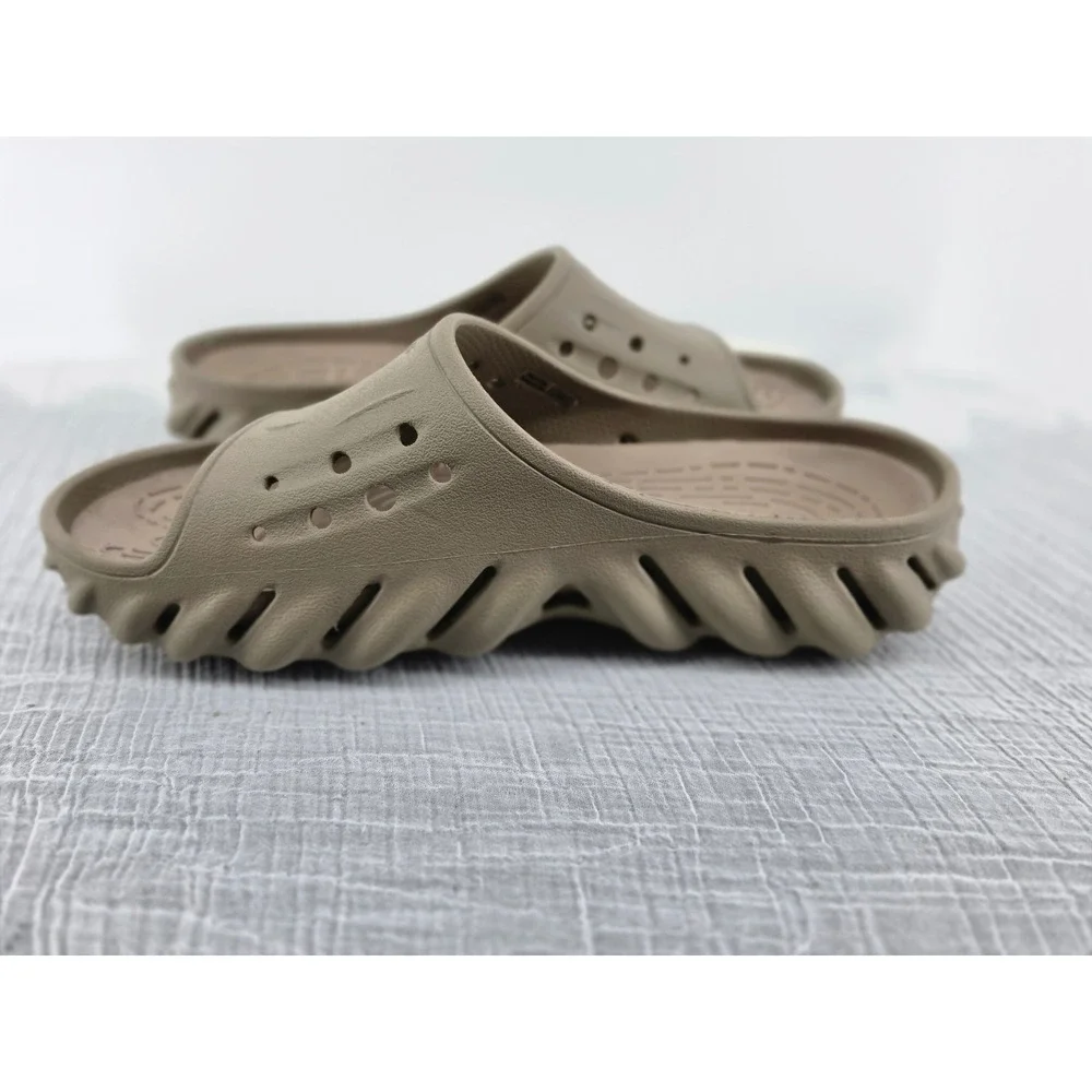 Crocs Echo Slide Khaki Tan Sandal Mens 9 Womens 11 208170-260 Comfort Mule